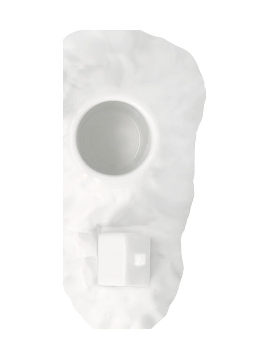 Raeder Mountain Air Porcelain Candle Holder In White Colour 9.5x5.4x5.5cm