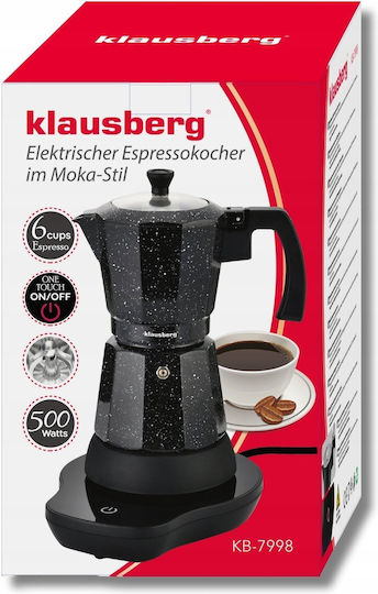 Klausberg Electric Stovetop Espresso Pot 6 Cups 500W Silver