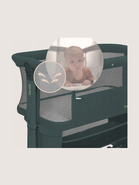 Lionelo Cradle Jodie with Mattress Side Opening and Wheels Green