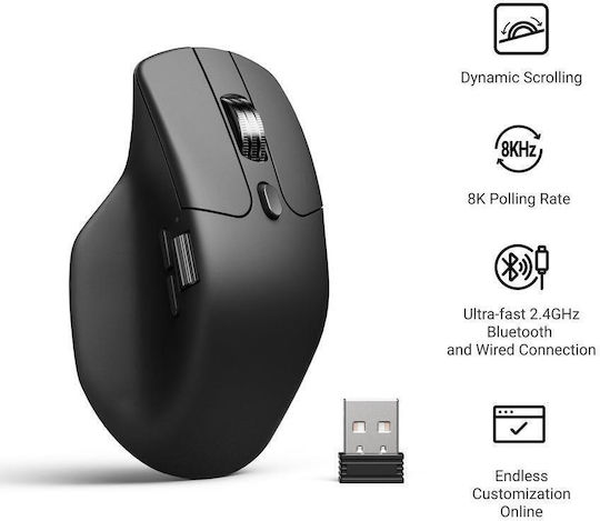 Keychron M6S-A23 Wireless Ergonomic Bluetooth Mouse Black