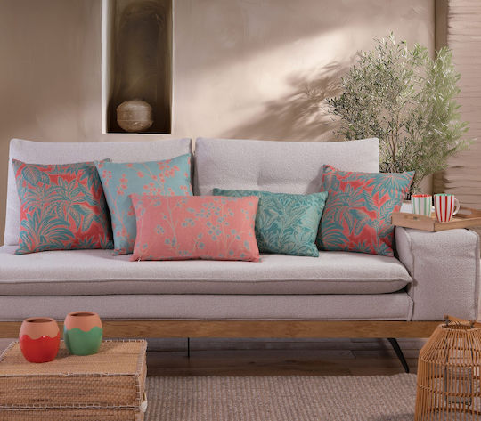 Nef-Nef Homeware Perna Floriva Turcoaz 45x45 cm Nef-Nef Homeware Perna Floriva Turcoaz 45x45 cm