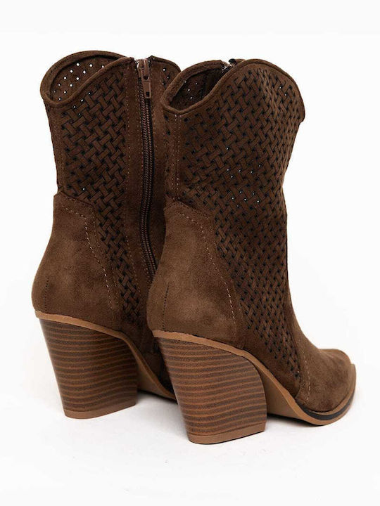 Women's Cowboy Ankle Boots with Medium Heel Brown