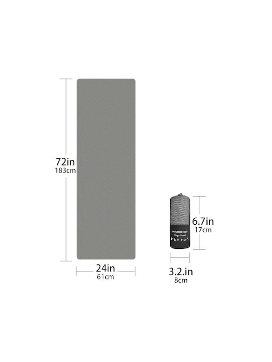 Αντιολισθητική Πετσέτα Γιόγκα Κουκίδες Yoga Towel Grey 183x61cm