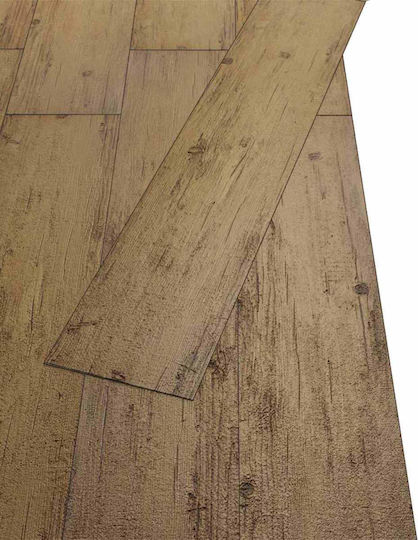 vidaXL Set Plastic Floor PVC with 18 Tiles 2mm M122.8xP23.8cm Brown