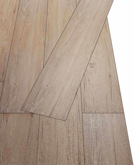 vidaXL Set Plastic Floor PVC with 36 Tiles 2mm M91.5xP15cm Brown