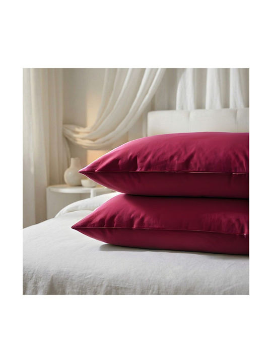 Marwa Pillowcase Set with Envelope Cover 006 Bordeaux 50x70cm.