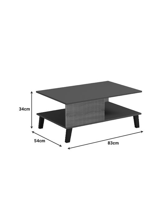 Rectangular Central Coffee Table Tuscany from Solid Wood with Lifting Mechanism Anthracite W83xL54xH34cm
