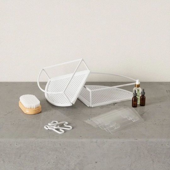 Umbra Cubiko Corner Wall Mounted Bathroom Shelf Metallic White