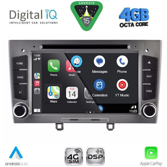 Digital IQ Ηχοσύστημα Αυτοκινήτου για Peugeot 308 2007-2012 (Bluetooth/USB/WiFi/GPS/Apple-Carplay/Android-Auto) με Οθόνη Αφής 7"