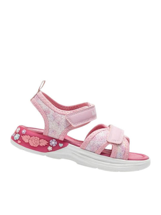 Kids' Anatomic Sandals with Hoop & Loop Closure and Lights Pink