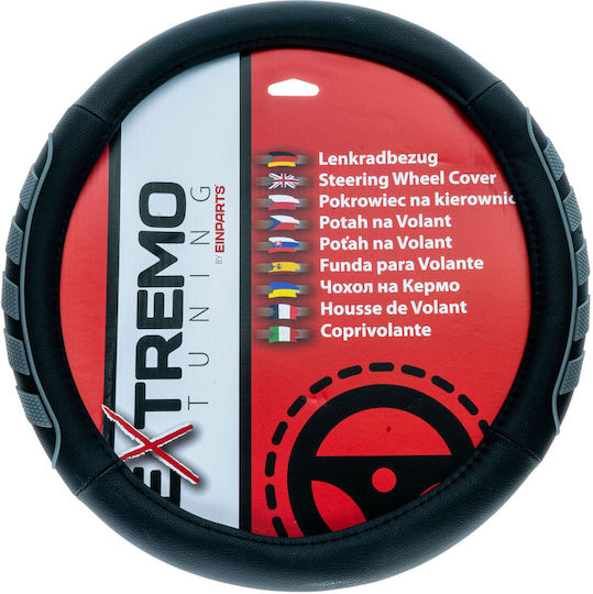 Extremo Tuning Car Steering Wheel Cover Synthetic Black with Black Stitching