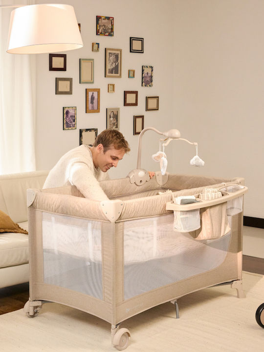 Kinderkraft Leody Кошара за игра с Маса за повиване и Матрак Бежова