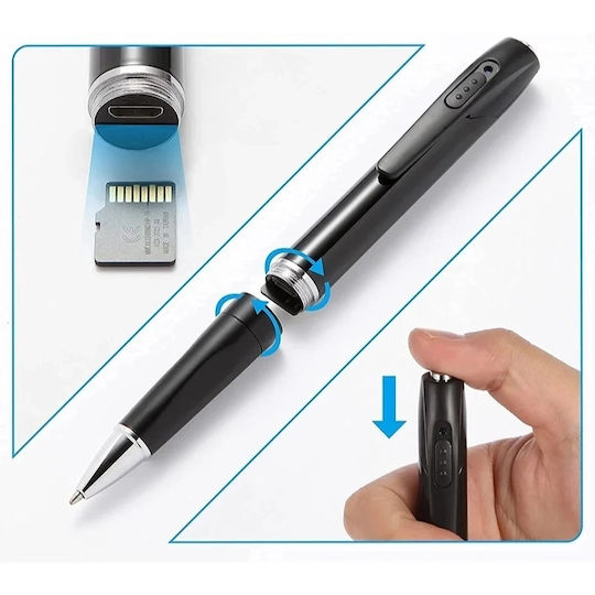 Cameră Ascunsă Stilou Full Hd Iuni W8 64gb Înregistrare Video-Audio Fotografii