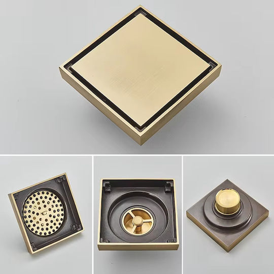 Sifon Dublu De Alamă Pentru Chiuvetă Cu Dimensiunea 10x10cm Bronz