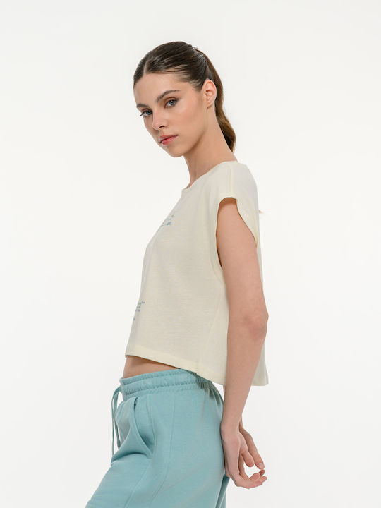 Women's Athletic Crop Top Short Sleeve Porcelain