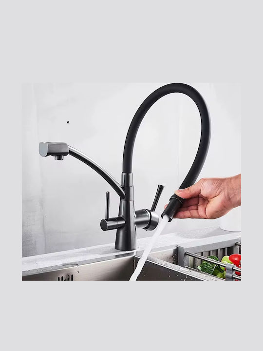 Kitchen Faucet Counter with Shower Gold