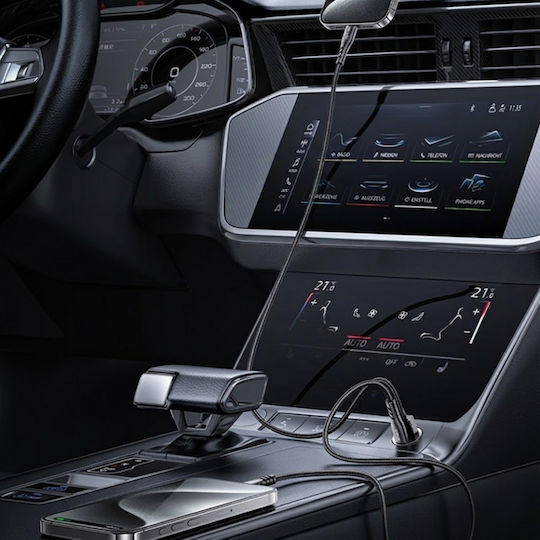 Yesido Încărcător Auto Cu Mufă De Brichetă 30W Încărcare Rapidă Cu Porturi 1xUSB-A 1xType-C Culoare Neagră