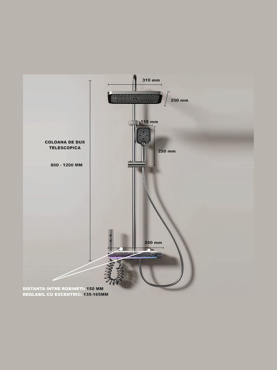 Duschsäule mit Wannenbatterie Weiß