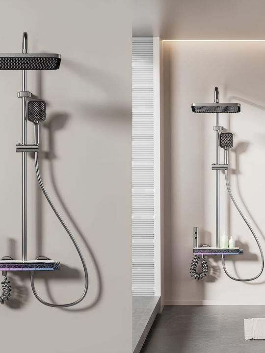 Duschsäule mit Wannenbatterie Weiß