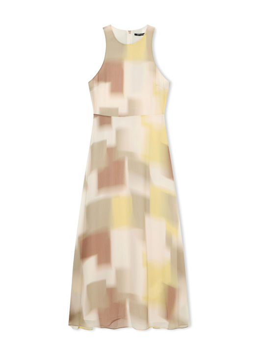 Summer Maxi Dress for Wedding and Christening Ecru Brown Yellow