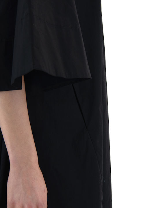 Sommer Mini Hemdkleid Schwarz