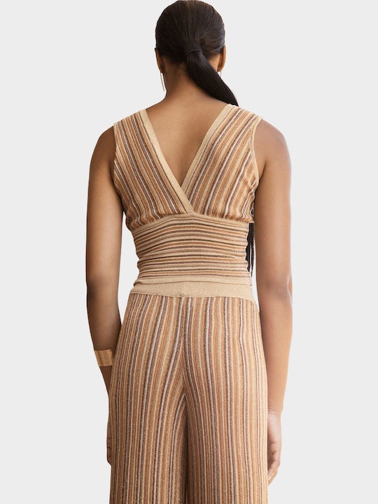 Women's Pantaloons with Rubber Band in Straight Leg Style Tan Gold