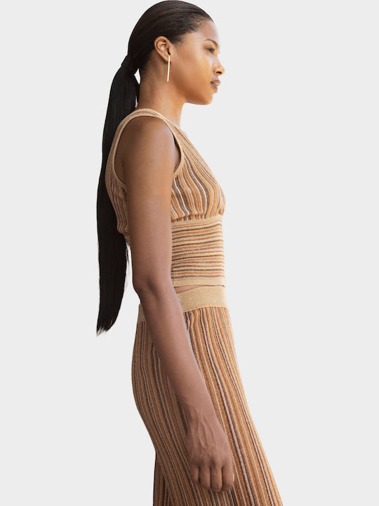 Women's Pantaloons with Rubber Band in Straight Leg Style Tan Gold