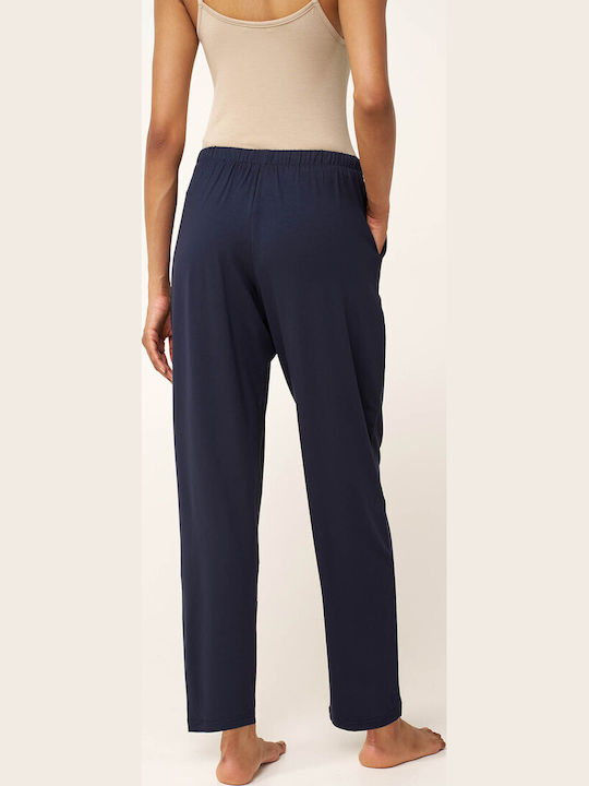 Women's Fabric Trousers with Rubber Band in Tapered Leg Green Garden