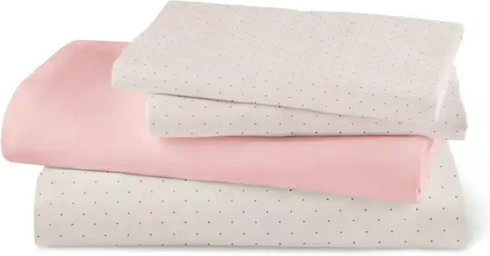 Borea Pois Set Bed Sheets for Single Bed 160x240cm Pink 3 Pieces