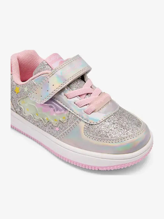 Kids Sneakers Anatomic with Hoop & Loop Closure and Silver Lights