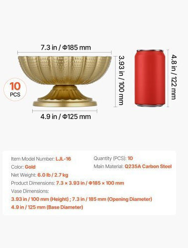 Vevor Set Decorative Metallic Gold Vases 10 Pieces