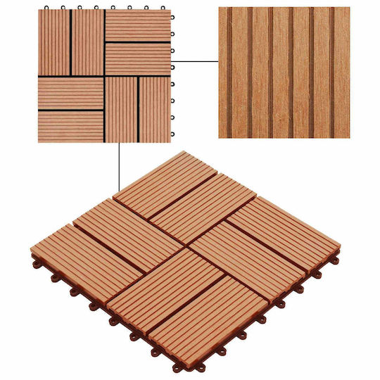 vidaXL Material for Garden Flooring from Wood 30x30cm 11 Pieces