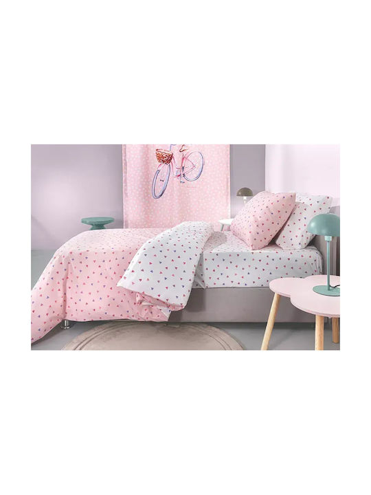 Guy Laroche Amore Amore Rosa Baumwoll-Kinderbettlaken Set Mit Gummizug 100x200cm 3 Stück