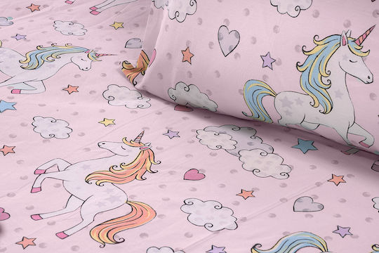 Set Single with Elastic Band Art Pink 110x200cm