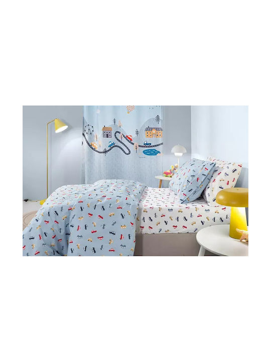 Guy Laroche Single Cotton Sheet Set with Elastic Band Roadtrip Sky 100x200cm 3pcs