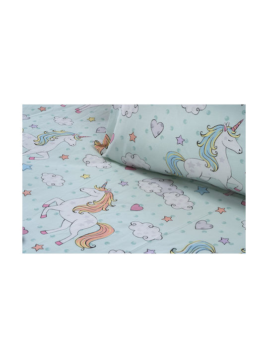 Beauty Home Set Cearceafuri Single cu Elastic din Bumbac Art Mentă 110x200cm 6327SEMOL