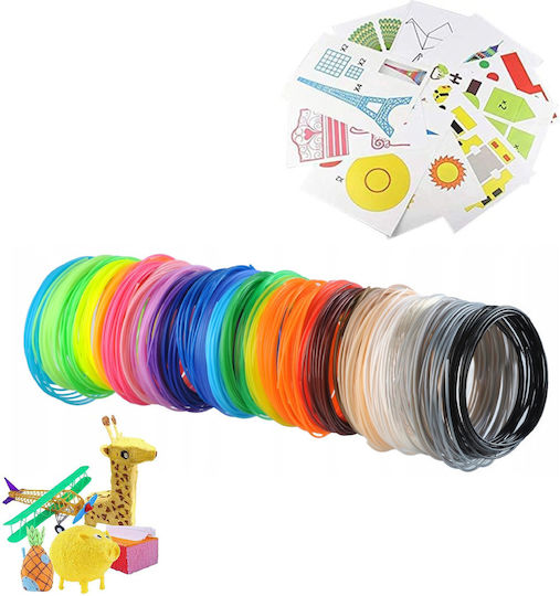 Set 50 Filamente Pentru Stilouri 3D Zola PLA 250 M 1.75mm Șabloane Incluse
