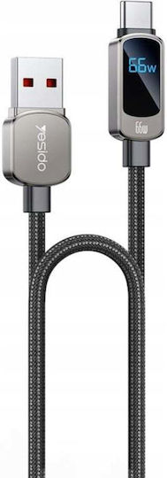 Data Cable Usb To Type-c 66w Led Display 1.2m Yesido Black