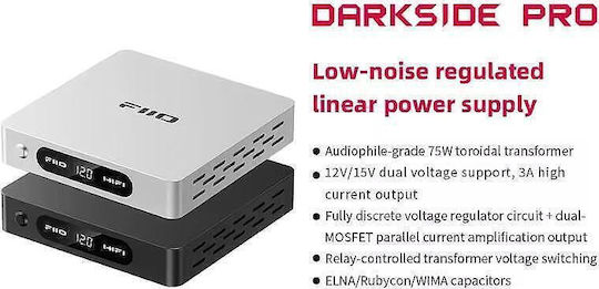 Fiio Darkside Pro Black – Low-noise Regulated Linear Power Supply 75w Toroidal Transformer 12v/15v Dual Output 3a