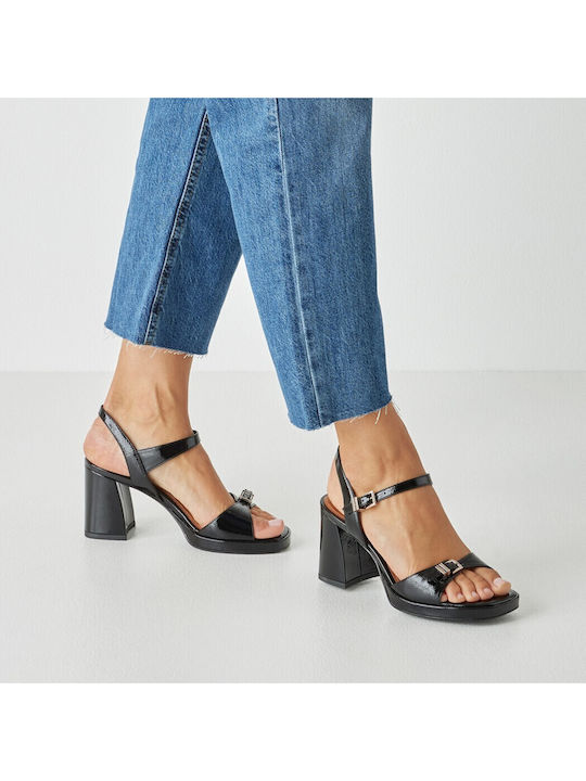 Sandals Made of Black Patent Leather
