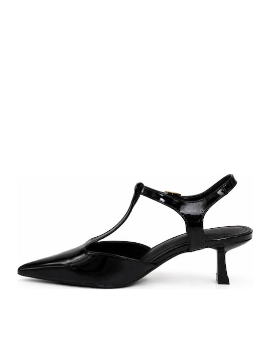 Heels with Strap & Thin Mid Heel Black SH-C639-26HH-MAVRO