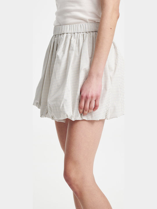 Ψηλόμεση Mini Φούστα Καρό Beige