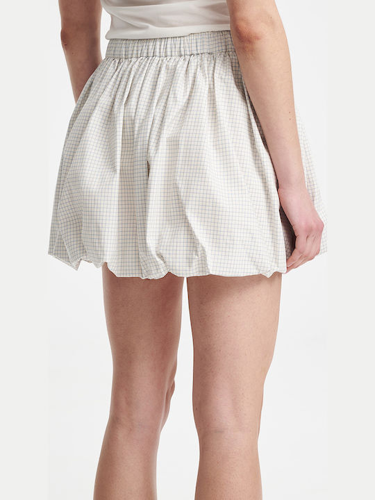 Ψηλόμεση Mini Φούστα Καρό Beige