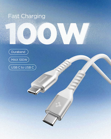 Spigen USB 2.0 Cable USB-C Male - USB-C 100W PD White 1m ACA11102