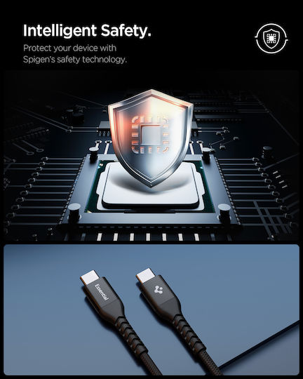 Spigen USB 2.0 Kabel USB-C männlich - USB-C 100W PD Schwarz 1m ACA11103