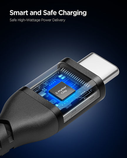 Spigen USB 2.0 Kabel USB-C männlich - USB-C 100W PD Schwarz 1m ACA11103
