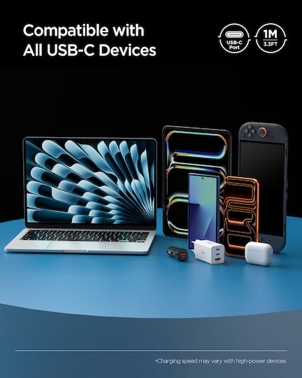 Spigen USB 2.0 Kabel USB-C männlich - USB-C 100W PD Schwarz 1m ACA11103