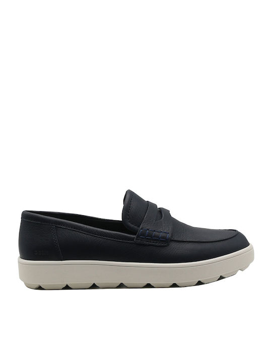 U Spherica Ecub-1 B Leather Men's Loafers In Blue Color