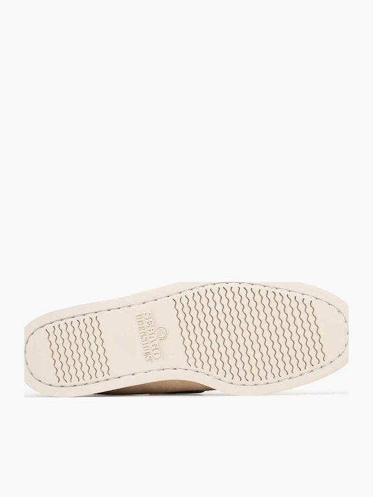 Leather Men's Boat Shoes in Beige Colour