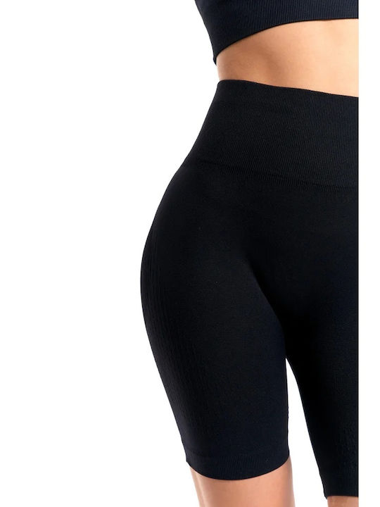 Training Women's Leggings-Shorts Firming High Waist & Push Up Black